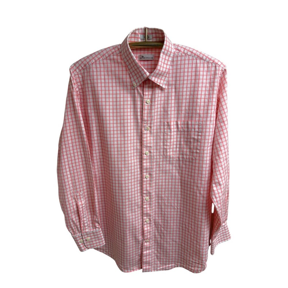 Peter Millar Salmon Windowpane Check Button Colla… - image 5